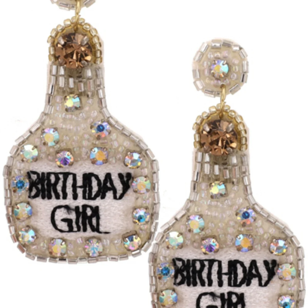 Beaded Birthday Girl Earrings - Picture 1 of 2